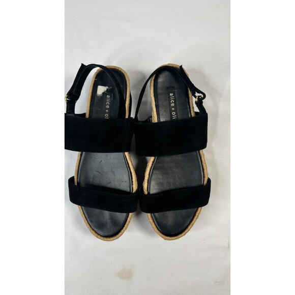 Alice + Olivia Anastasia Flatforms Suede Platform Sandals Jute Trim Black  7.5 - Picture 10 of 13
